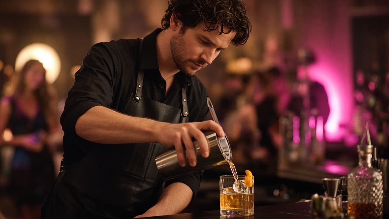 Bartender pouring drinks at a Miami party