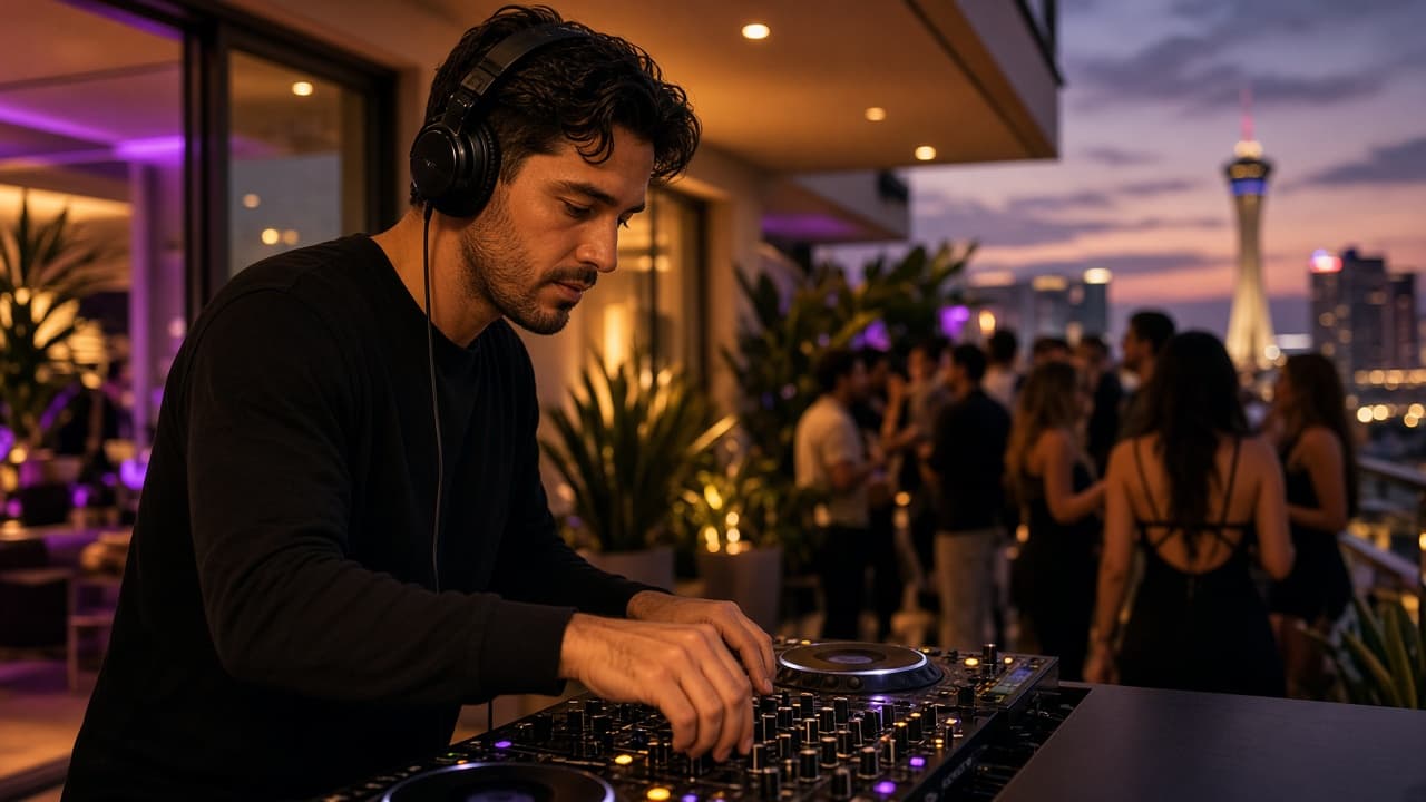 DJ setup at a private Miami event