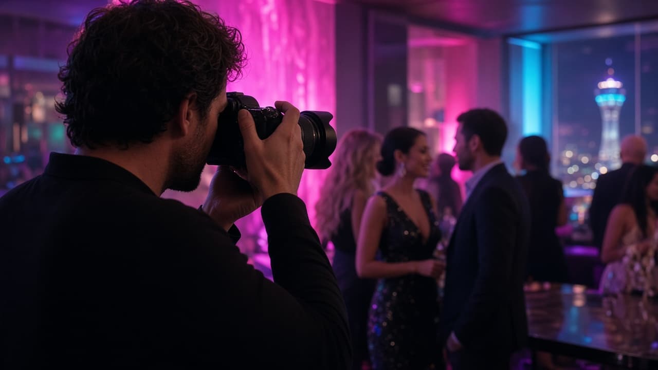 Photographer capturing a Miami party
